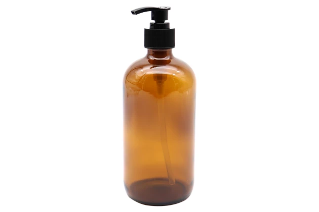 Láhev z jantarového skla s dávkovačem 500ml